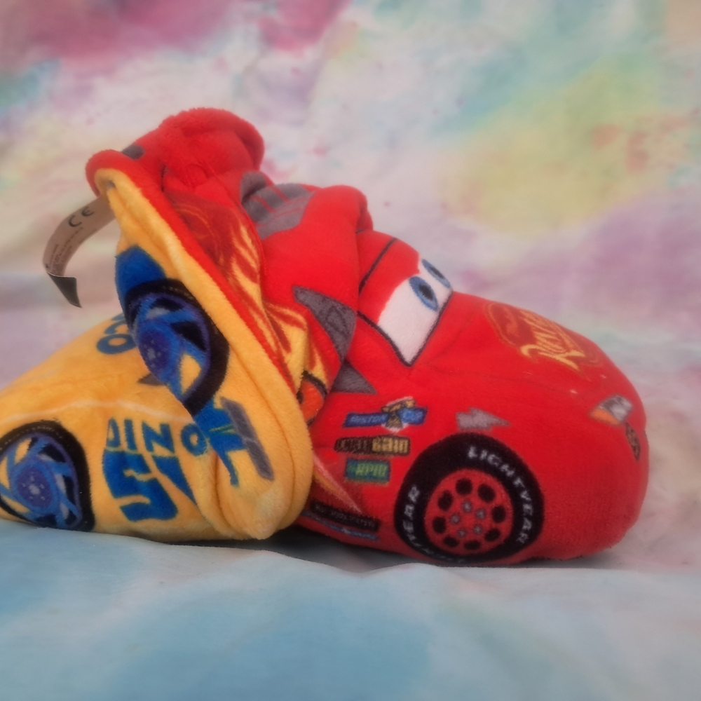 Disney Cars Red and Yellow Plush Slippers